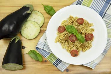 Fusilli au pesto d'aubergines Bio Organica Italia et tomates cerise